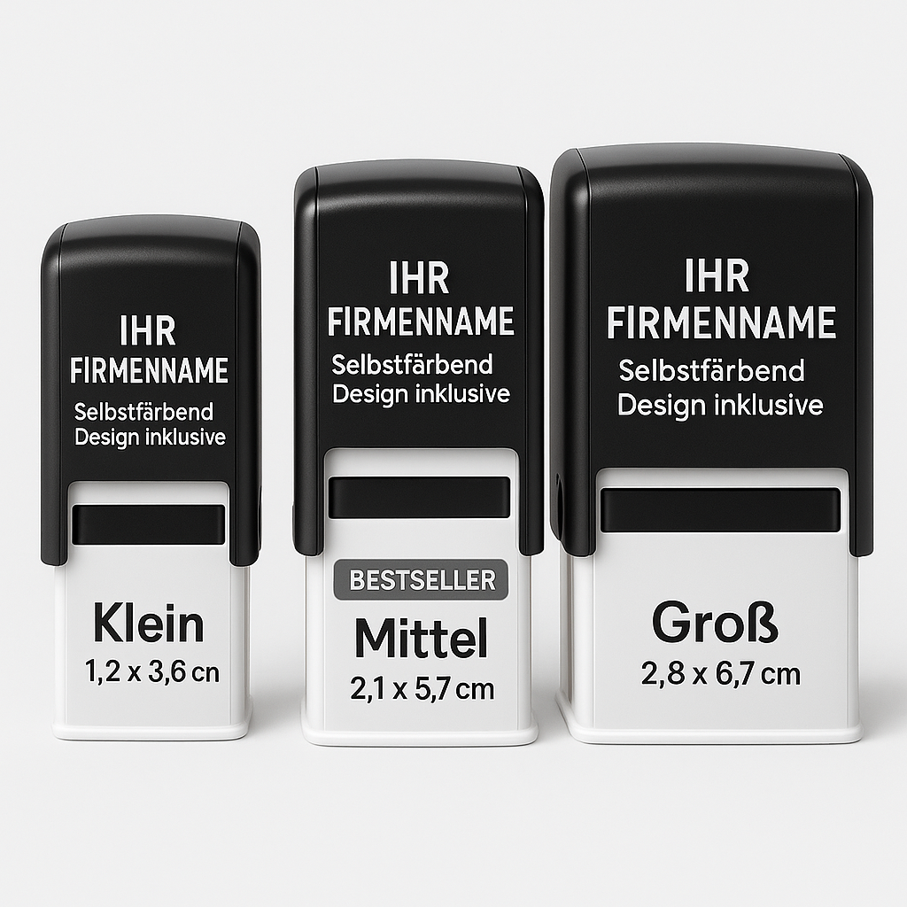 Firmen-Stempel – Selbstfärbend mit Logo, Text und/ oder QR Code