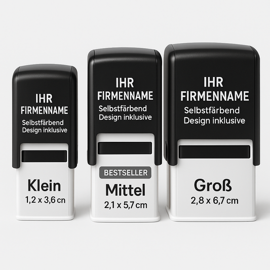Firmen-Stempel – Selbstfärbend mit Logo, Text und/ oder QR Code
